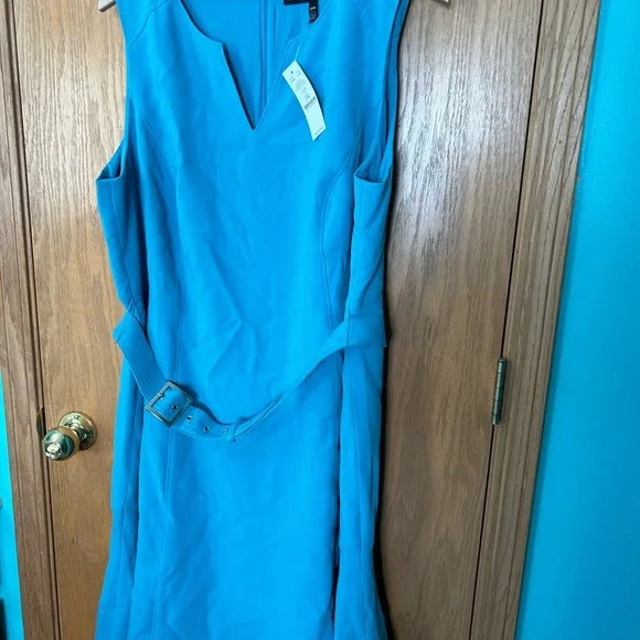 WHBM dress NWT 20W aqua teal flare sleeveless floppy hem alone dress oasis color - Picture 5 of 14